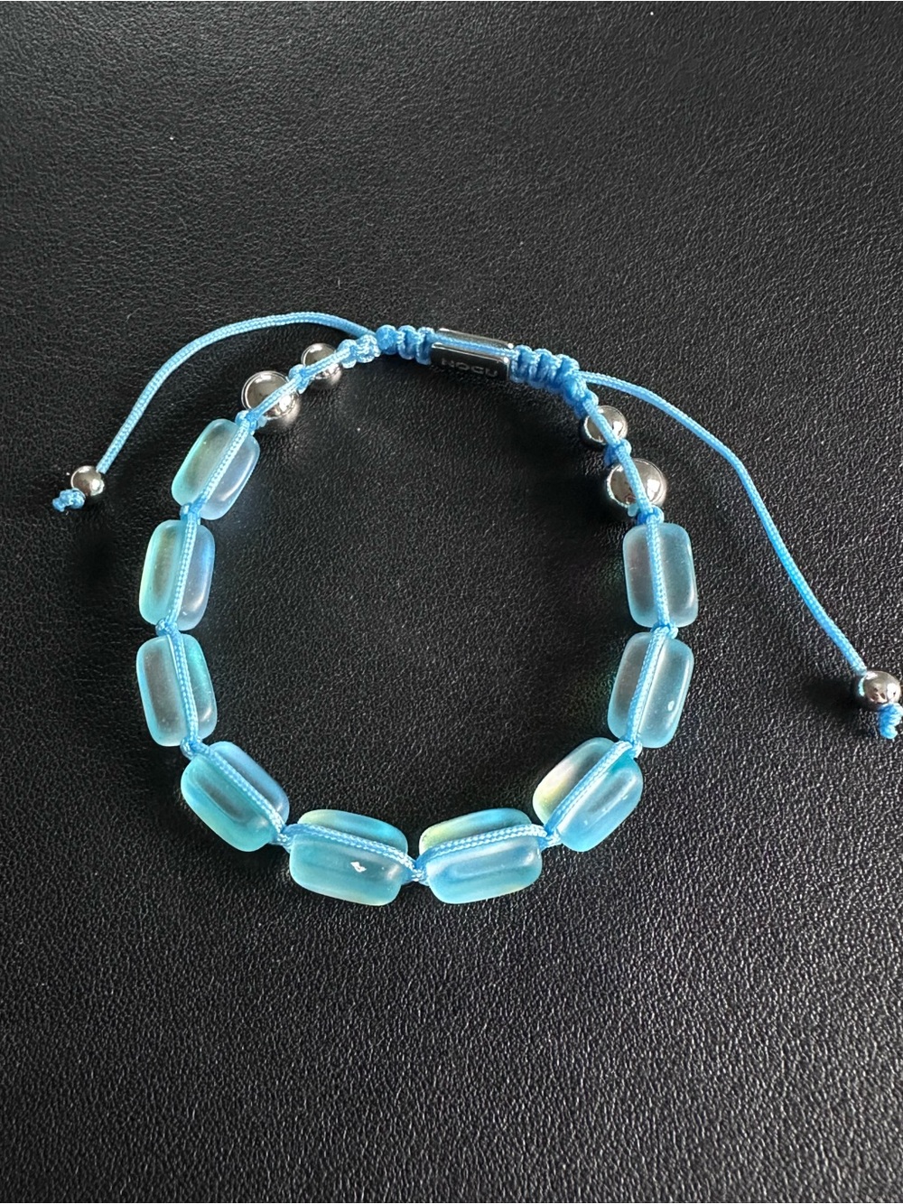 Nogu Aquamarine | Silver | Mermaid Glass Pebble Macrame Bracelet